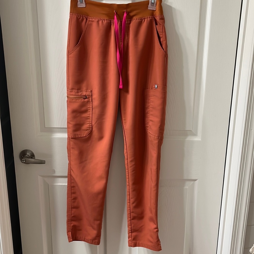Figs Terracotta High Waisted Yola Skinny Scrub Pants